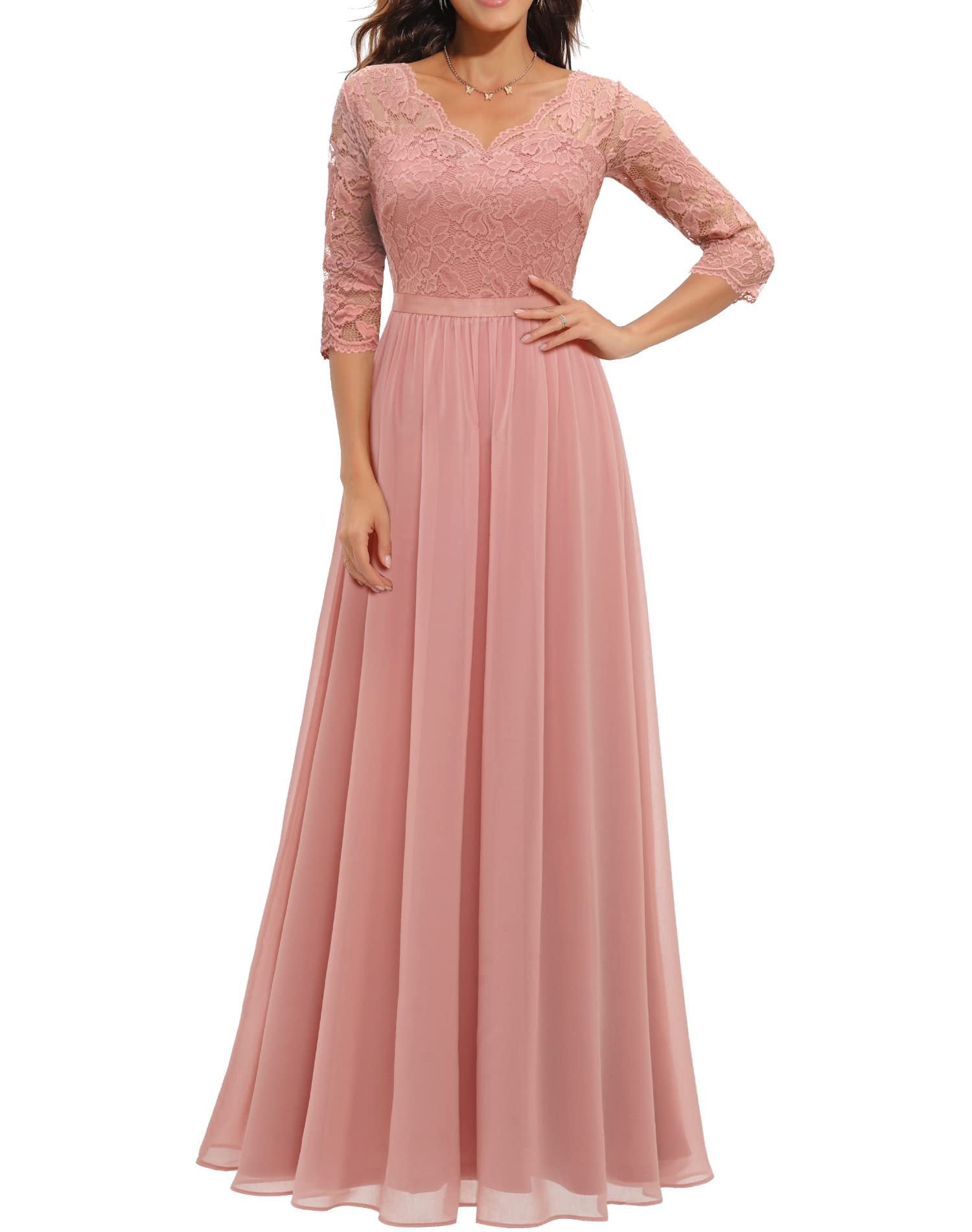 Lace Waist-Cinching Long Dress
