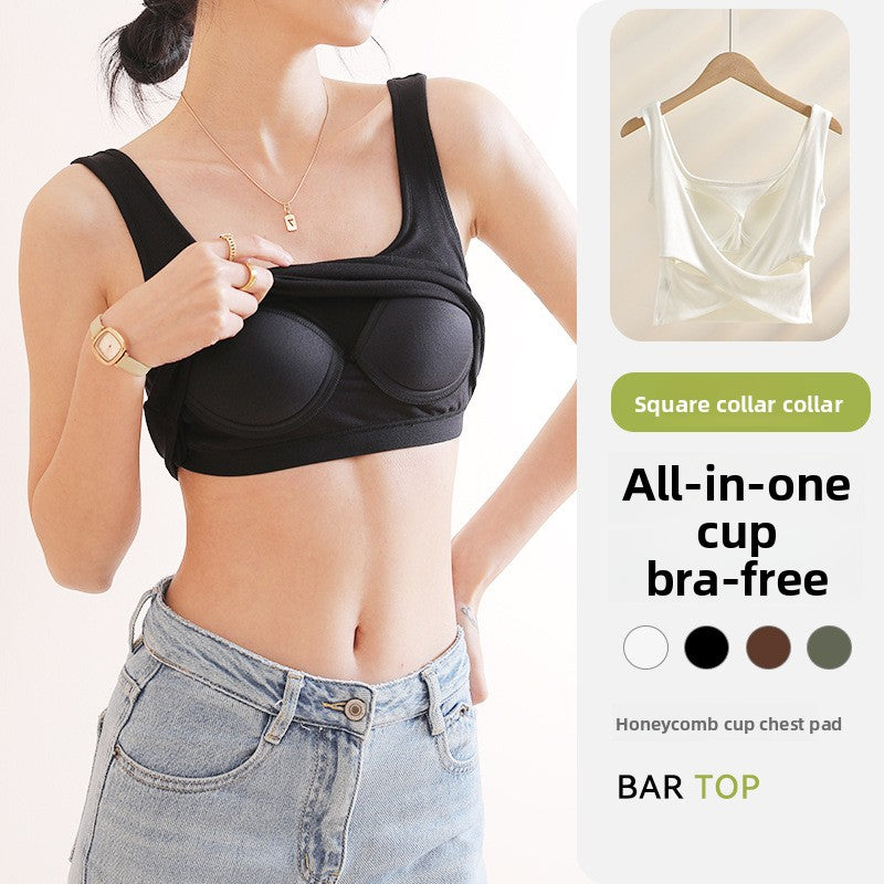 Padded sports bra with shoulder straps
