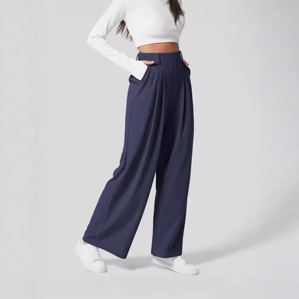 High-waisted  wide-leg loose trousers