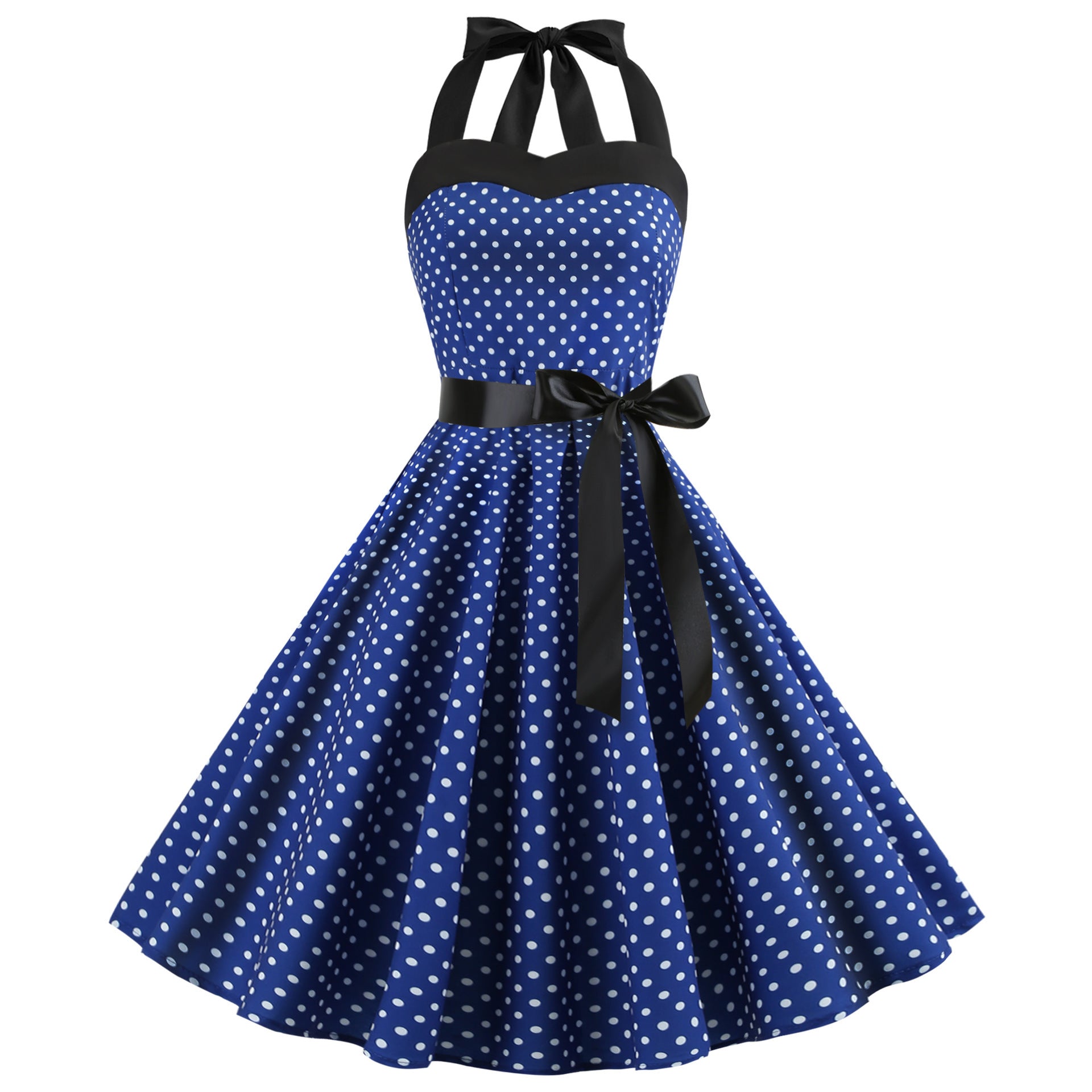 Summer Polka Dot Halter Neck Dress