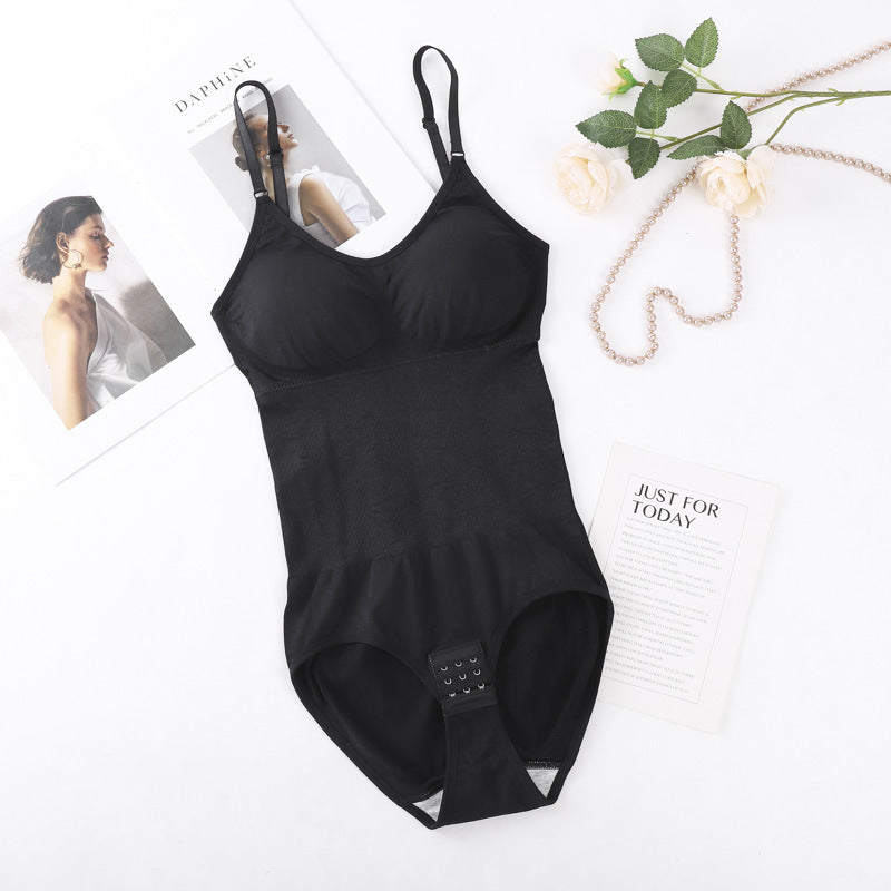Women's Elastic One-Piece Shapewear Bodysuit with Chest Pad ? Adjustable & Seamless