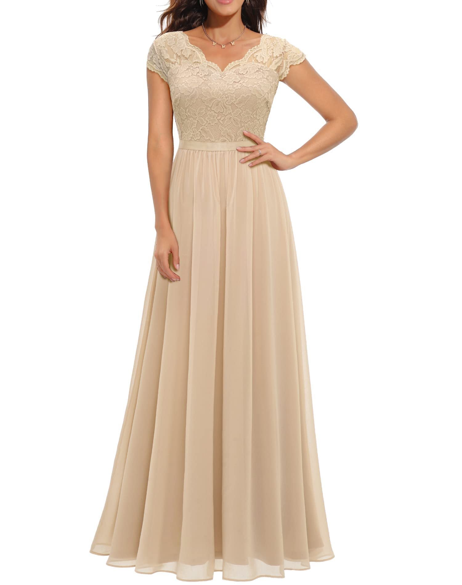 Lace Waist-Cinching Long Dress