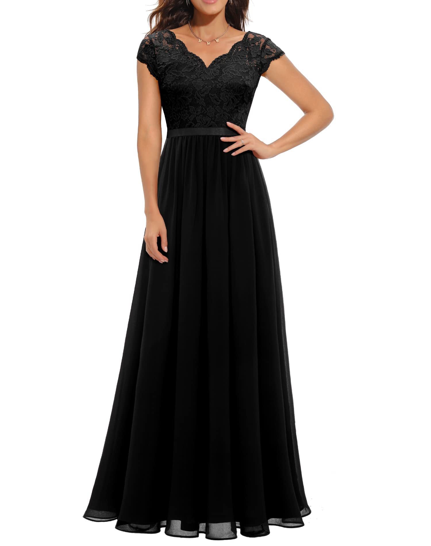 Lace Waist-Cinching Long Dress
