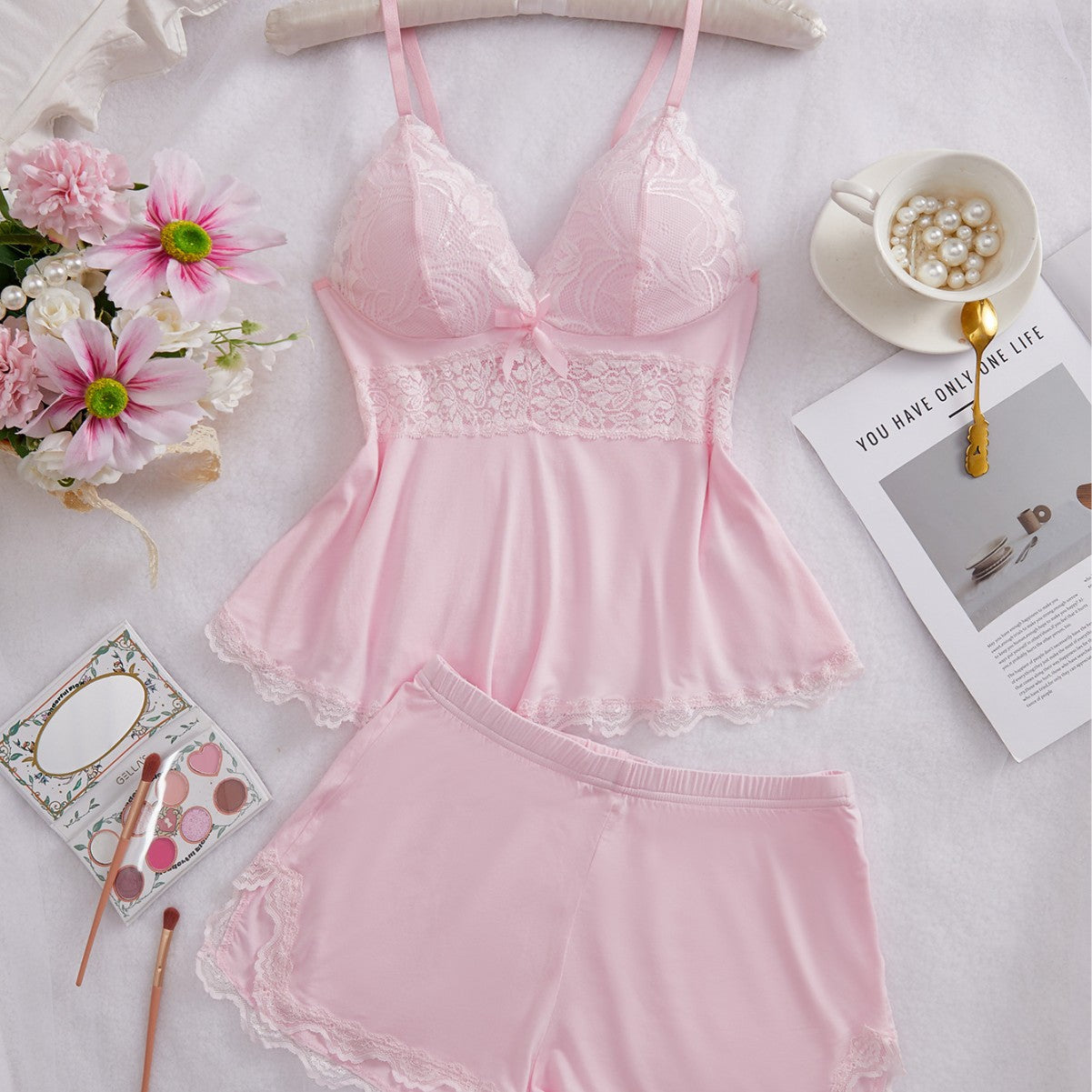 Comfortable Lace Trim Homewear Pajama