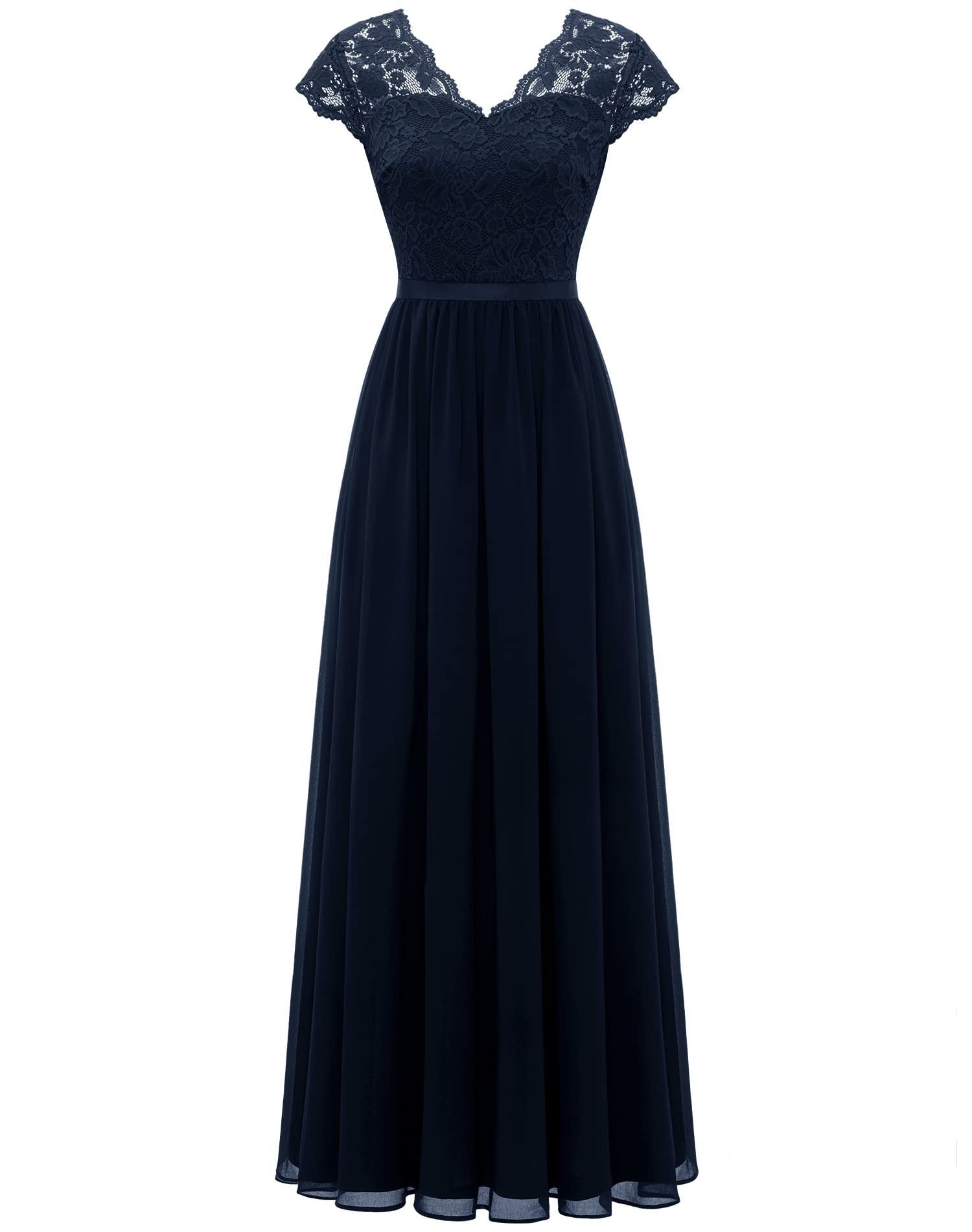 Lace Waist-Cinching Long Dress
