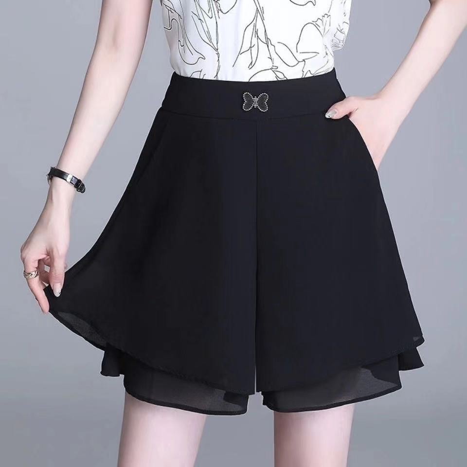 Sheer chiffon wide-leg pants woman