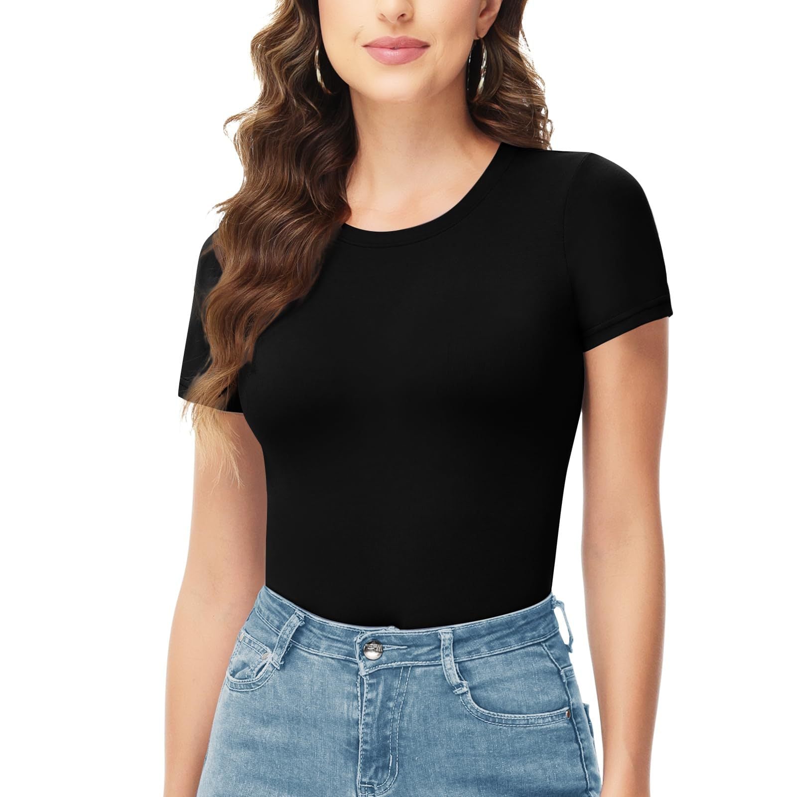 Round-neck one-piece short-sleeved shirt