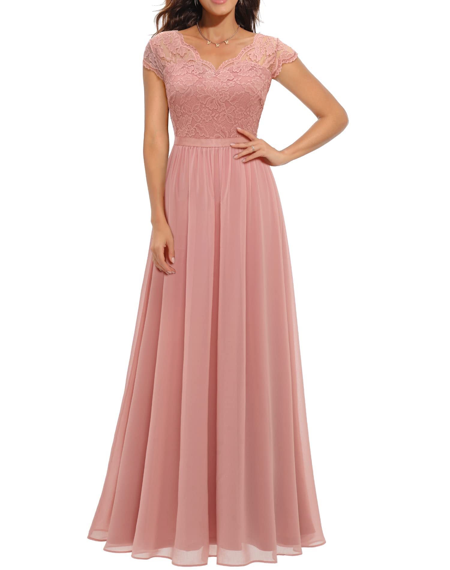Lace Waist-Cinching Long Dress