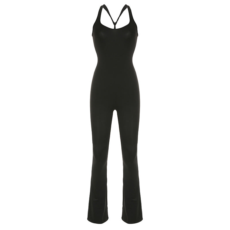 Women's High Waist Flared Jumpsuit
