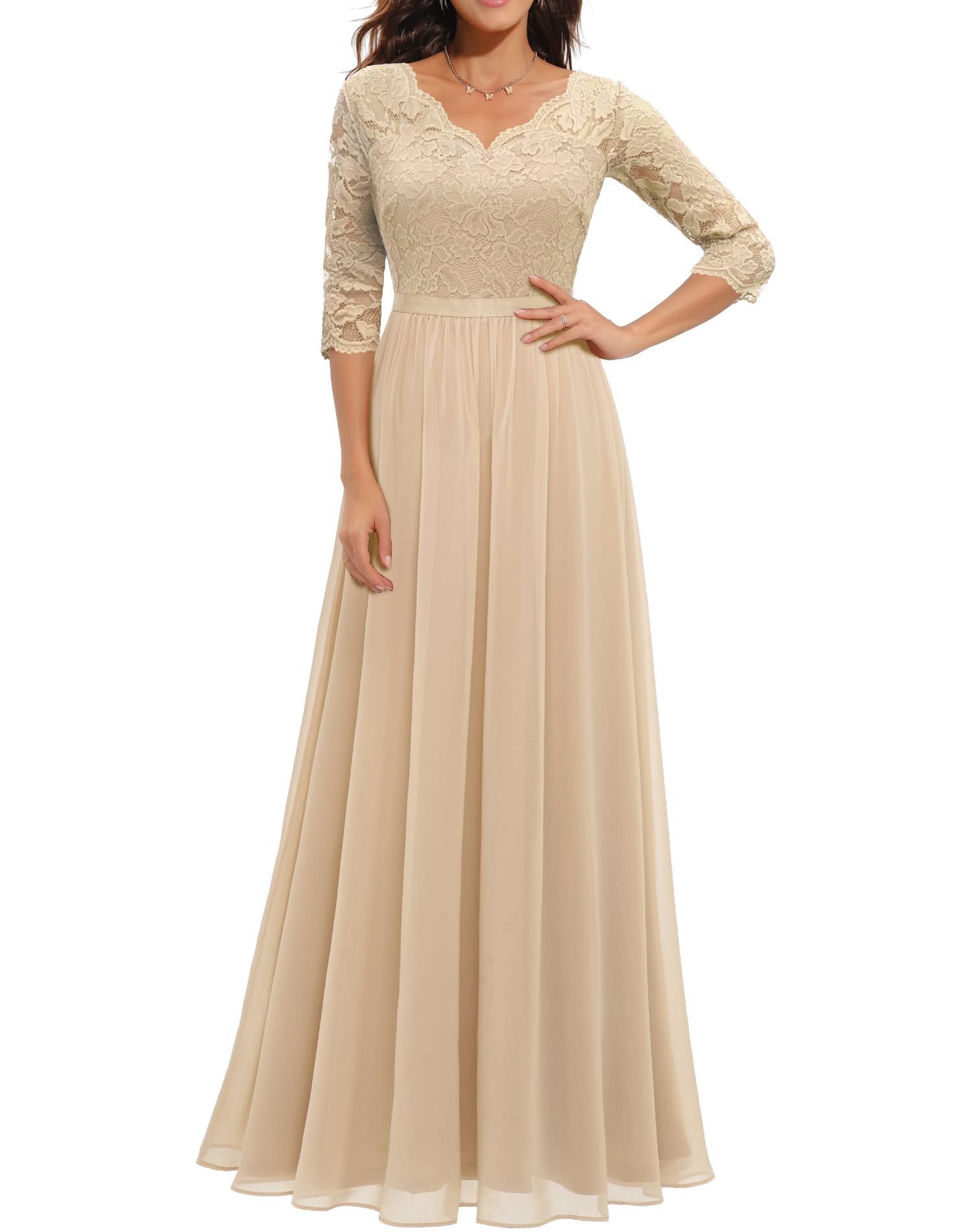 Lace Waist-Cinching Long Dress
