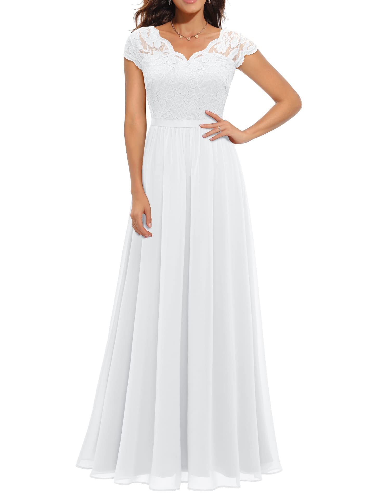 Lace Waist-Cinching Long Dress