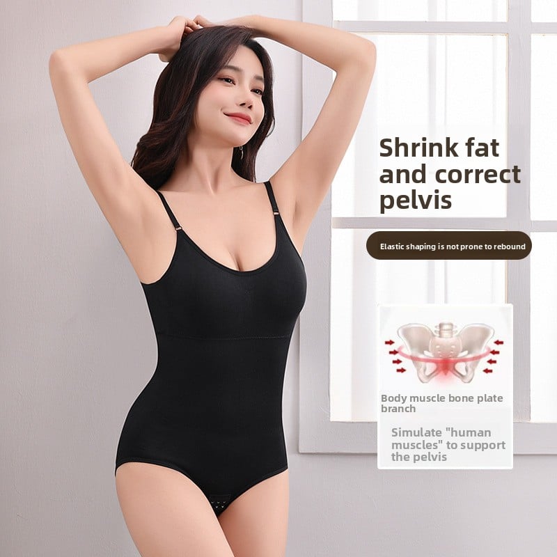 Women's Elastic One-Piece Shapewear Bodysuit with Chest Pad ? Adjustable & Seamless
