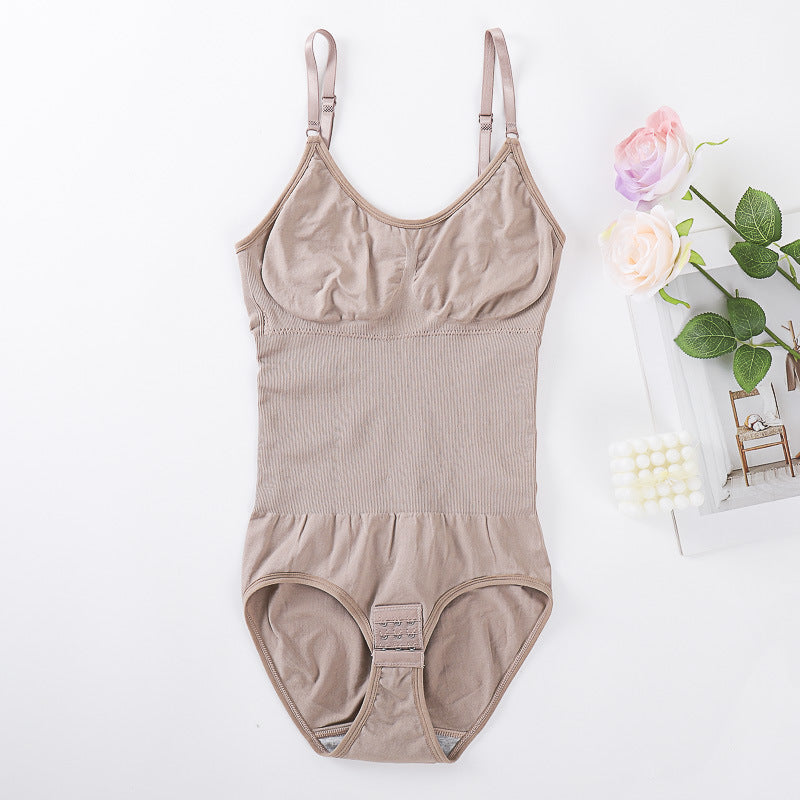 Women's Elastic One-Piece Shapewear Bodysuit with Chest Pad ? Adjustable & Seamless