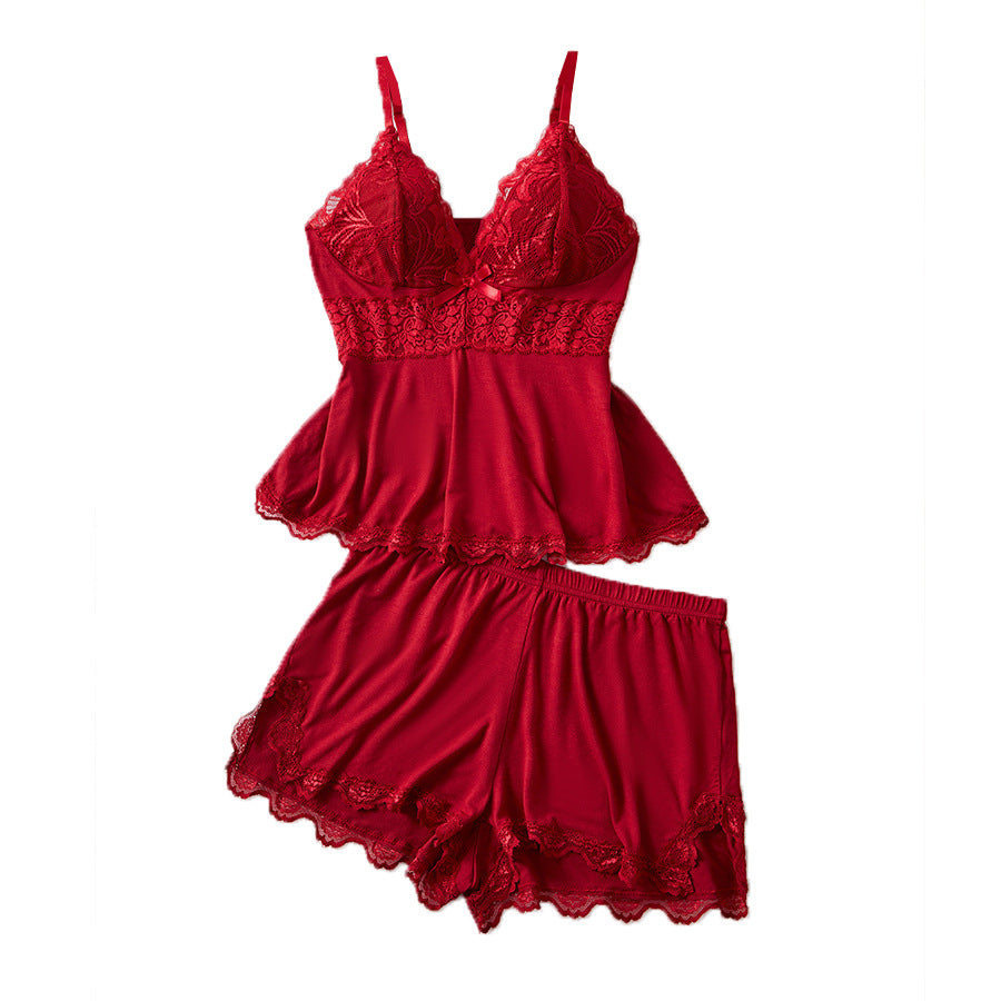Comfortable Lace Trim Homewear Pajama