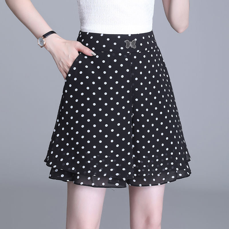 Sheer chiffon wide-leg pants woman