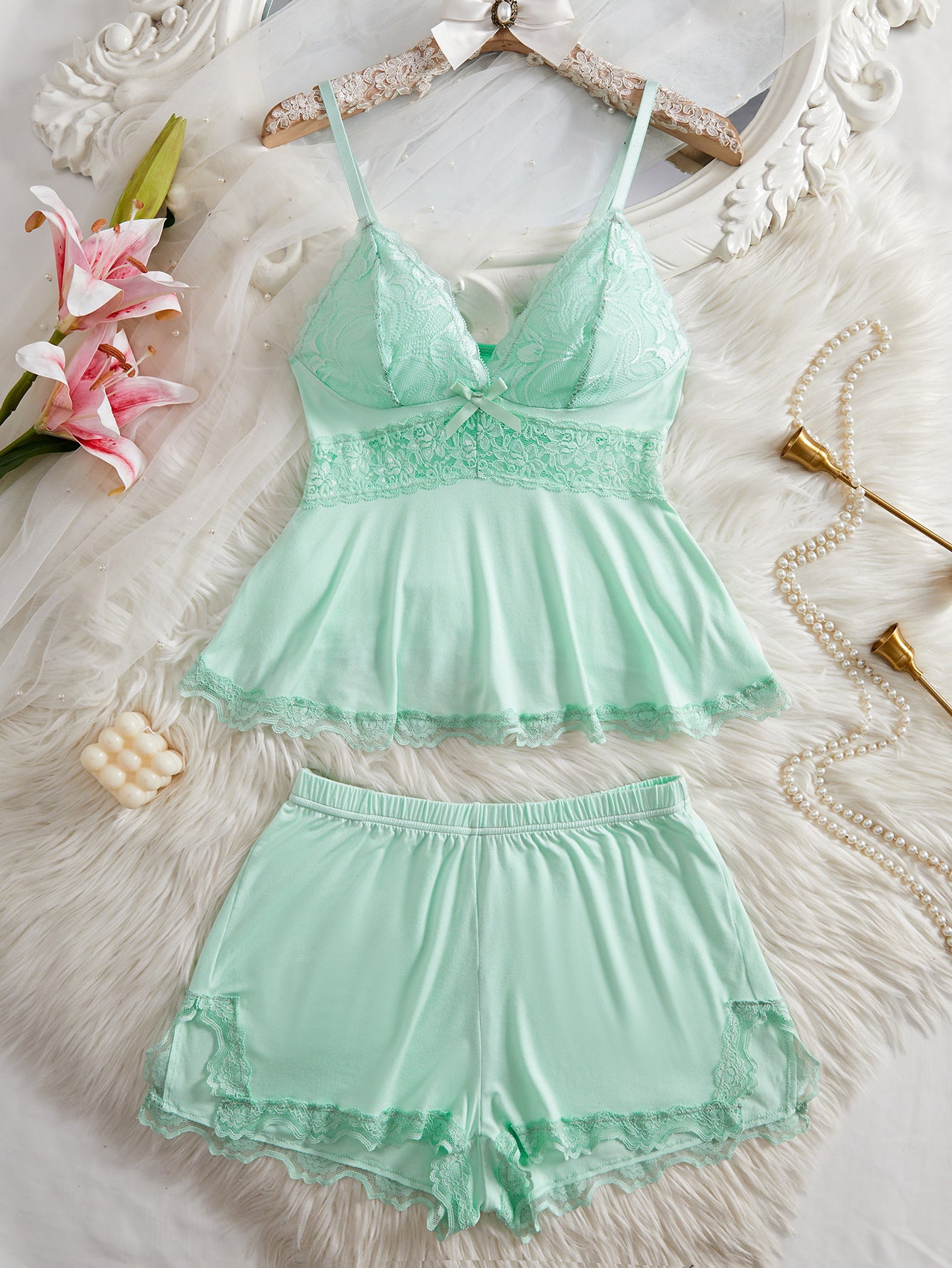 Comfortable Lace Trim Homewear Pajama