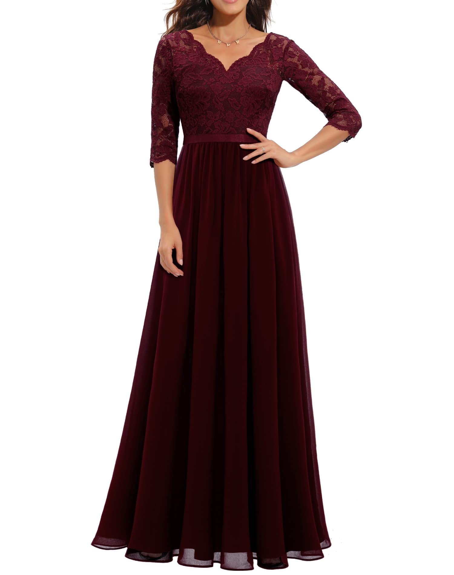 Lace Waist-Cinching Long Dress