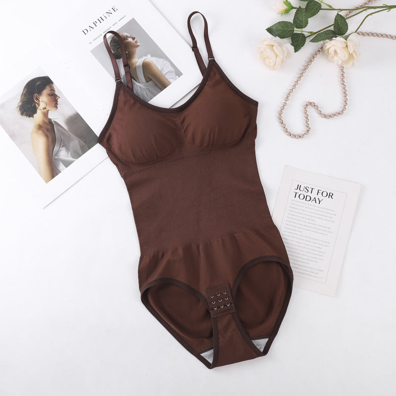 Women's Elastic One-Piece Shapewear Bodysuit with Chest Pad ? Adjustable & Seamless