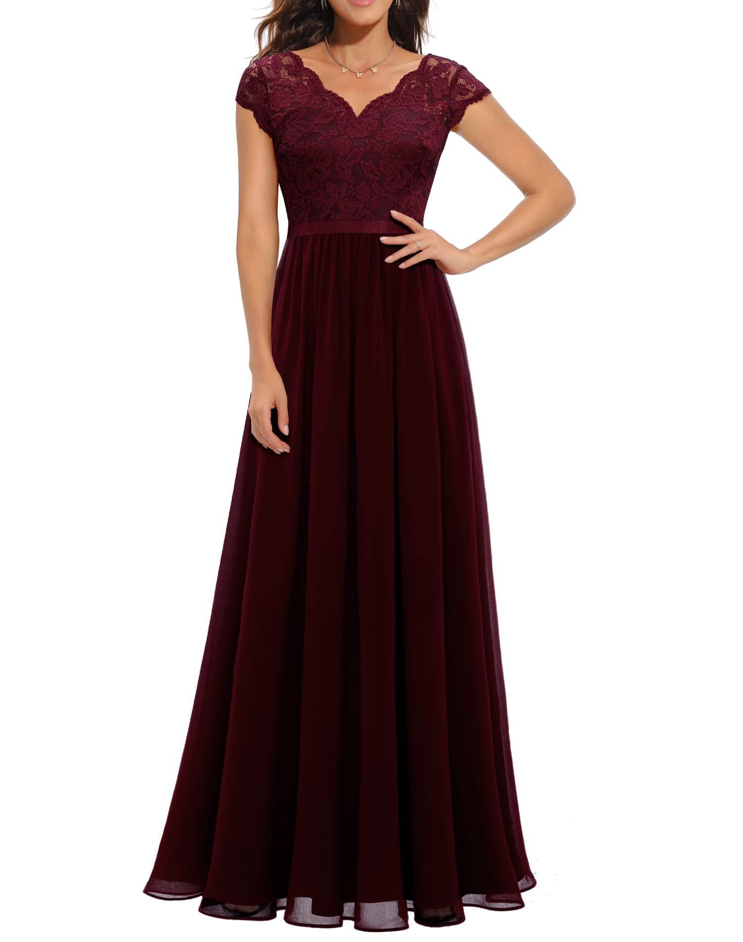 Lace Waist-Cinching Long Dress