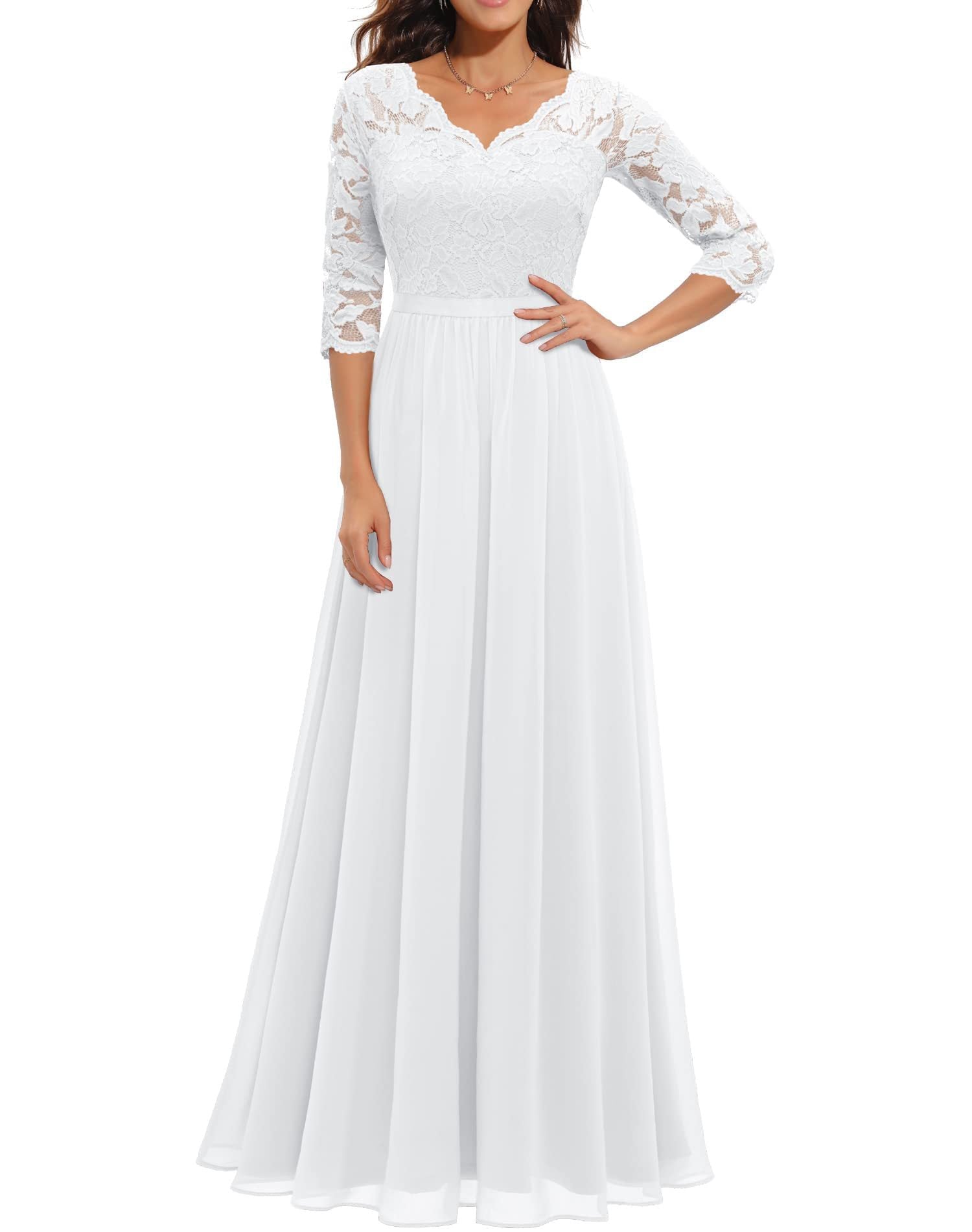 Lace Waist-Cinching Long Dress