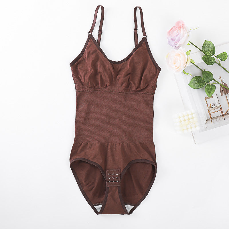 Women's Elastic One-Piece Shapewear Bodysuit with Chest Pad ? Adjustable & Seamless
