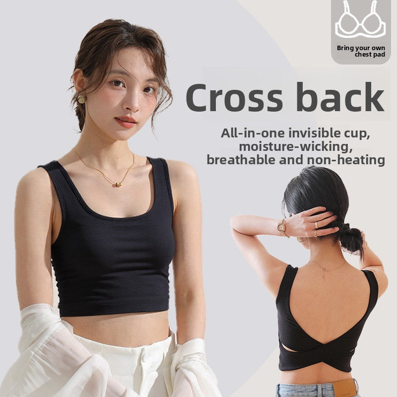 Padded sports bra with shoulder straps