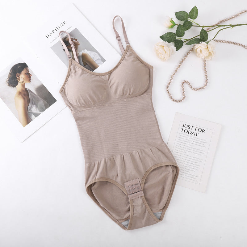 Women's Elastic One-Piece Shapewear Bodysuit with Chest Pad ? Adjustable & Seamless