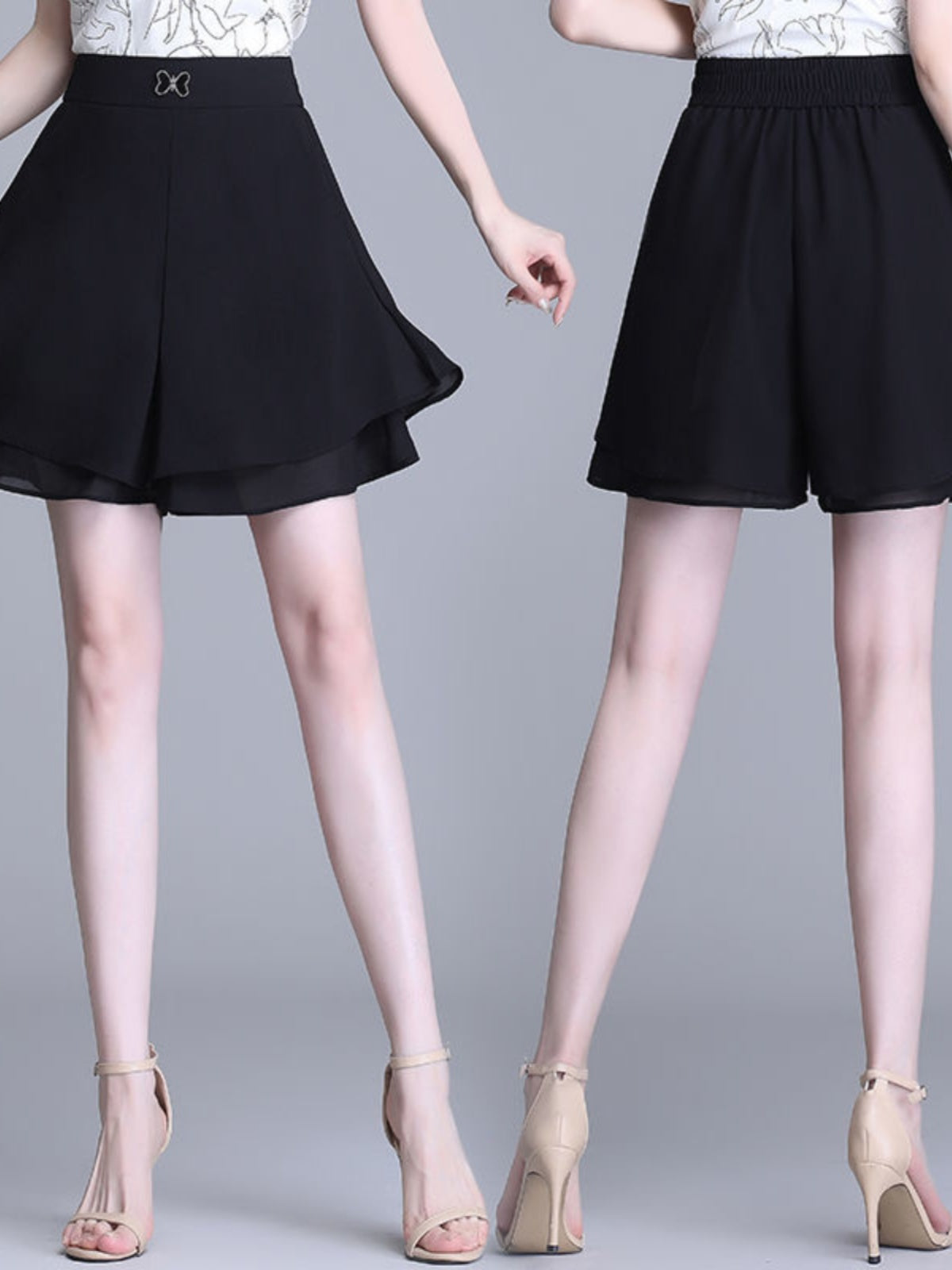 Sheer chiffon wide-leg pants woman