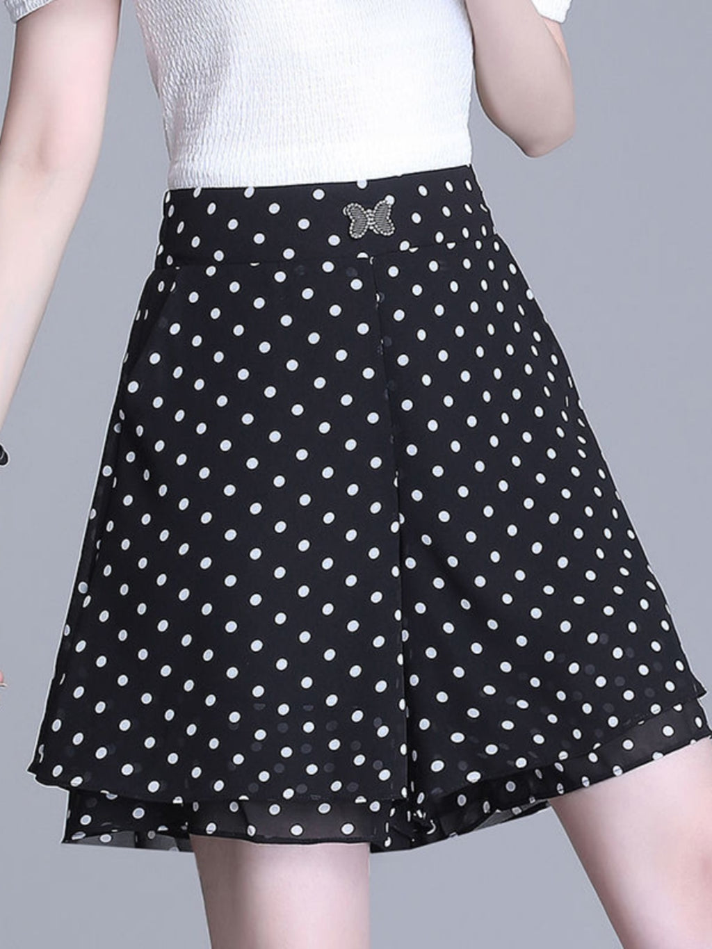 Sheer chiffon wide-leg pants woman